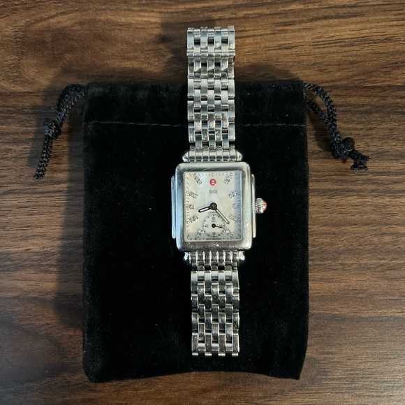 Michele Deco Diamond Watch – Silver with Mother of Pearl Face - Picture 5 of 15